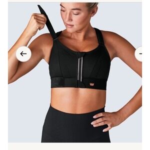 SHEFIT Ultimate Flex High Impact Sports Bra Black Sz 3Luxe Snakeskin Embossed